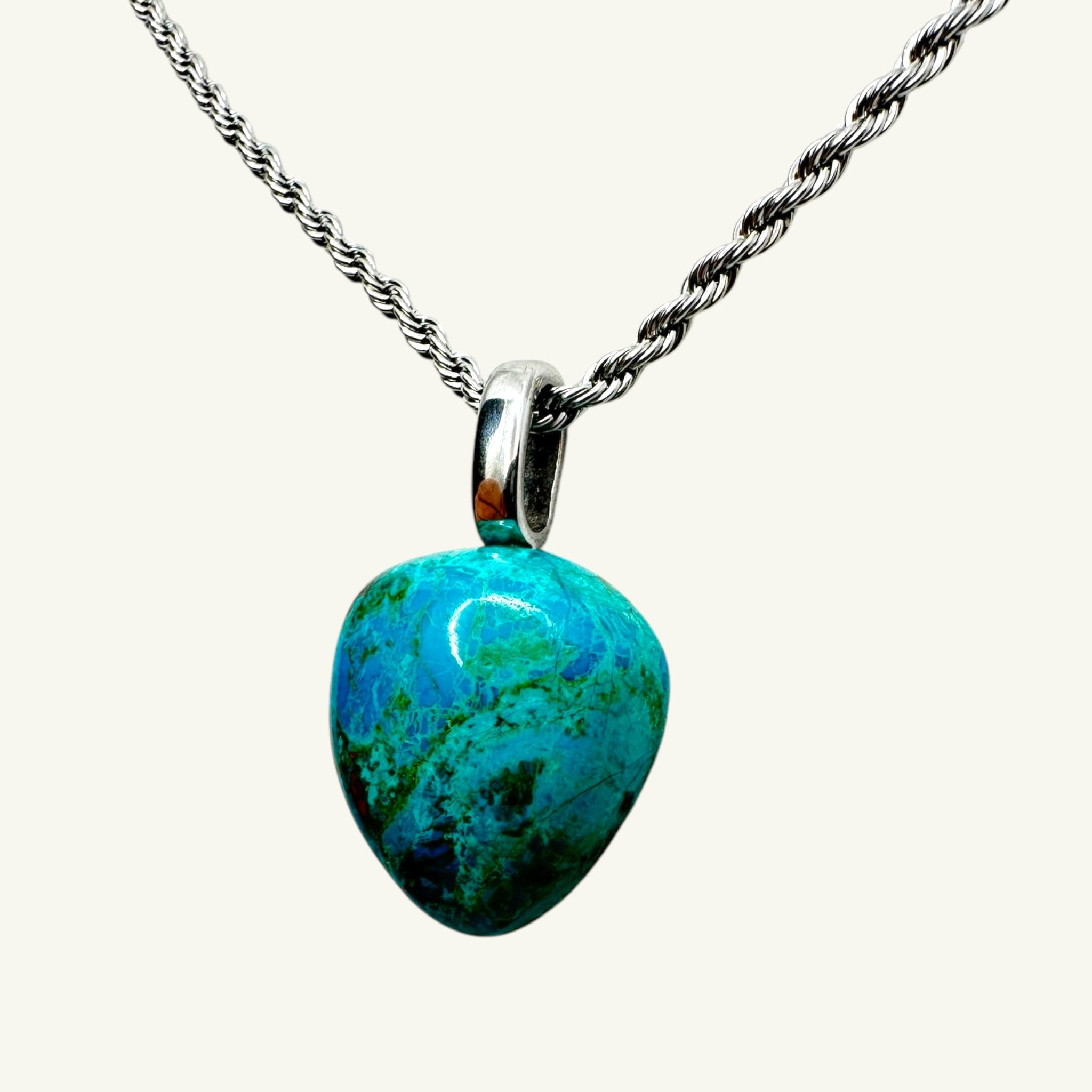 Collana crisocolla goccia 20x18 mm Sharifa Crystals
